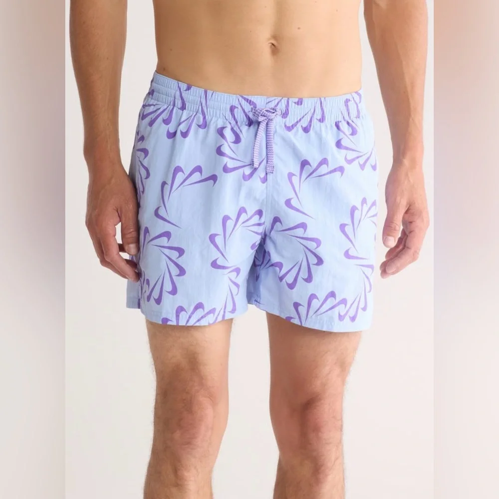 Nike men’s blue and‎ purple check logo lined swim trunks size XL